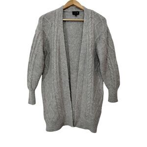 Joe's Jeans The Corrine Wool Blend Long Cozy Cable Knitted Cardigan Sweater Gray
